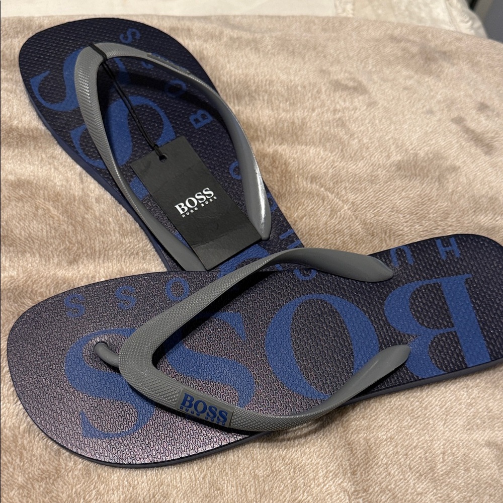 Boss Men's Navy and Charcoal Flip Flops